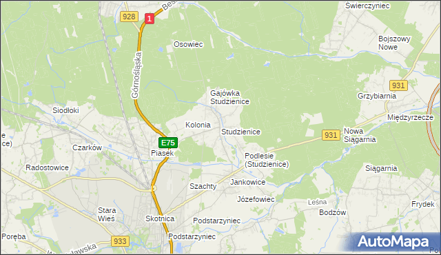 mapa Studzienice gmina Pszczyna, Studzienice gmina Pszczyna na mapie Targeo