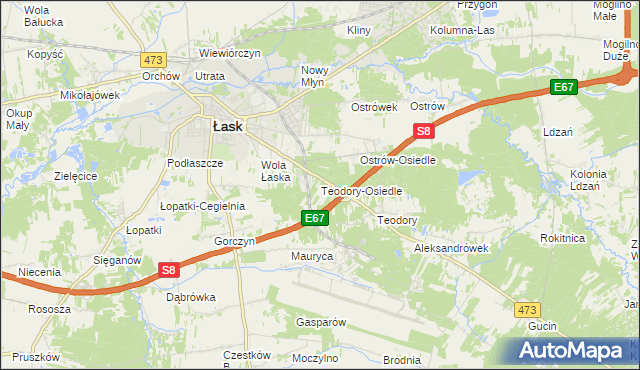 mapa Teodory-Osiedle, Teodory-Osiedle na mapie Targeo