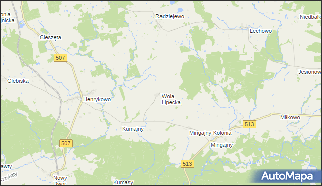 mapa Wola Lipecka, Wola Lipecka na mapie Targeo