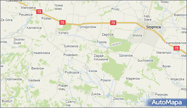 mapa Zagaje Kikowskie, Zagaje Kikowskie na mapie Targeo