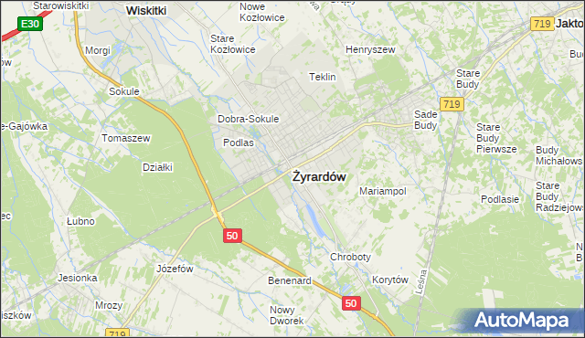 mapa Żyrardów, Żyrardów na mapie Targeo