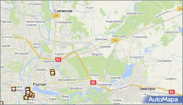 mapa Bogucin gmina Swarzędz, Bogucin gmina Swarzędz na mapie Targeo