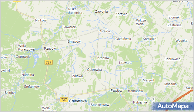 mapa Broniów, Broniów na mapie Targeo