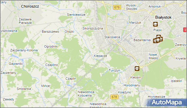 mapa Klepacze gmina Choroszcz, Klepacze gmina Choroszcz na mapie Targeo