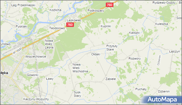 mapa Ołdaki gmina Rzekuń, Ołdaki gmina Rzekuń na mapie Targeo