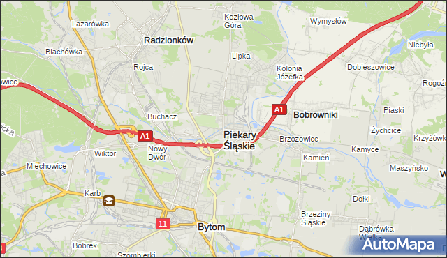 mapa Piekary Śląskie, Piekary Śląskie na mapie Targeo