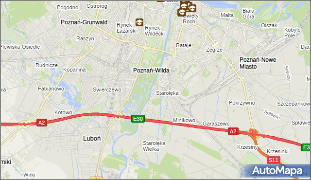 mapa Starołęka, Starołęka na mapie Targeo