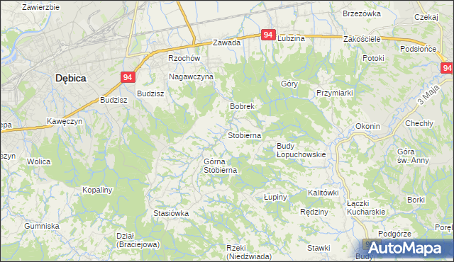 mapa Stobierna gmina Dębica, Stobierna gmina Dębica na mapie Targeo