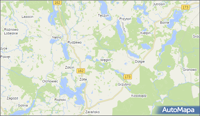 mapa Węglin gmina Ostrowice, Węglin gmina Ostrowice na mapie Targeo