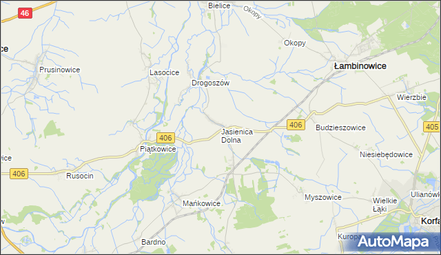 mapa Jasienica Dolna, Jasienica Dolna na mapie Targeo