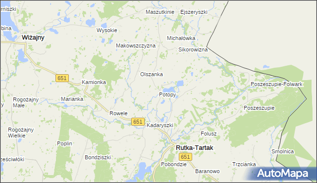 mapa Potopy, Potopy na mapie Targeo