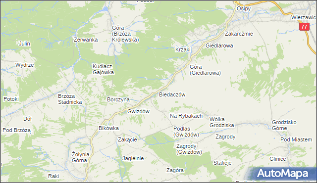 mapa Biedaczów, Biedaczów na mapie Targeo