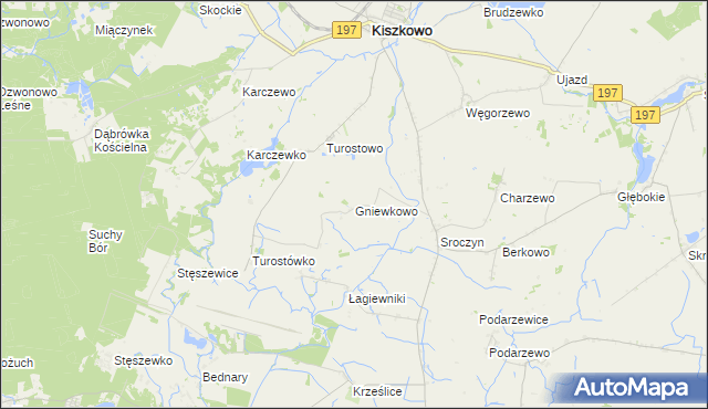 mapa Gniewkowo gmina Kiszkowo, Gniewkowo gmina Kiszkowo na mapie Targeo