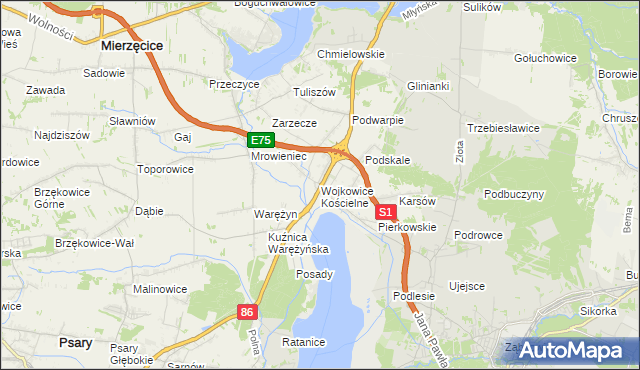 mapa Wojkowice Kościelne, Wojkowice Kościelne na mapie Targeo