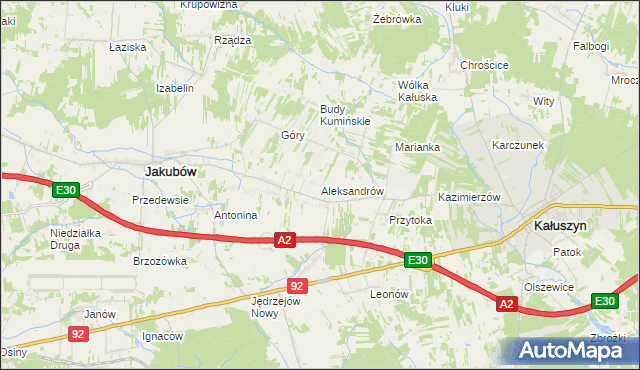mapa Aleksandrów gmina Jakubów, Aleksandrów gmina Jakubów na mapie Targeo