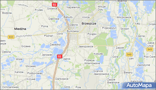 mapa Jawiszowice, Jawiszowice na mapie Targeo