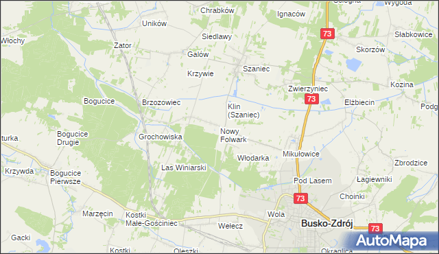 mapa Nowy Folwark gmina Busko-Zdrój, Nowy Folwark gmina Busko-Zdrój na mapie Targeo