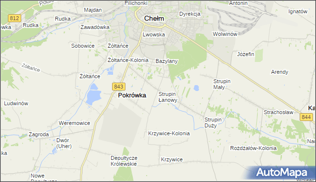 mapa Strupin Łanowy, Strupin Łanowy na mapie Targeo