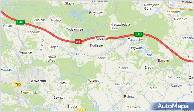 mapa Zalas gmina Krzeszowice, Zalas gmina Krzeszowice na mapie Targeo