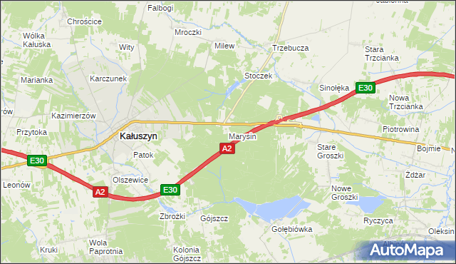 mapa Marysin gmina Kałuszyn, Marysin gmina Kałuszyn na mapie Targeo