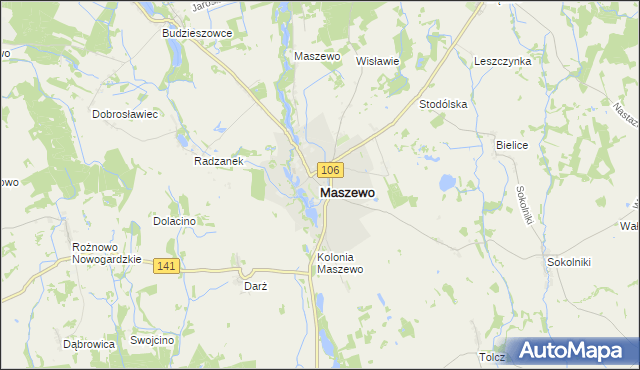 mapa Maszewo powiat goleniowski, Maszewo powiat goleniowski na mapie Targeo