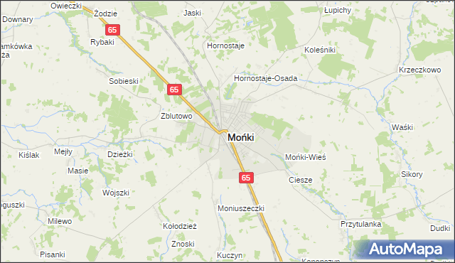 mapa Mońki, Mońki na mapie Targeo