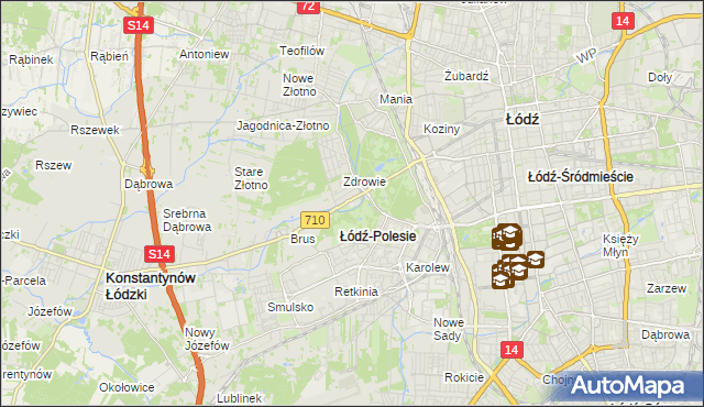 mapa Polesie gmina Łódź, Polesie gmina Łódź na mapie Targeo