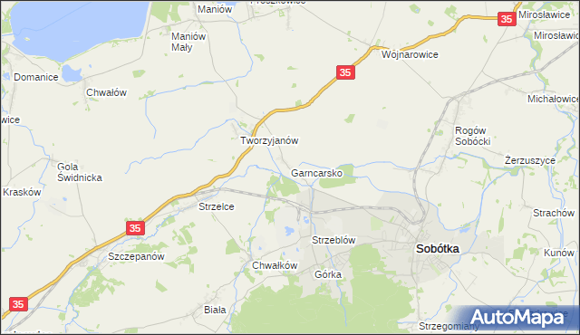 mapa Garncarsko gmina Sobótka, Garncarsko gmina Sobótka na mapie Targeo