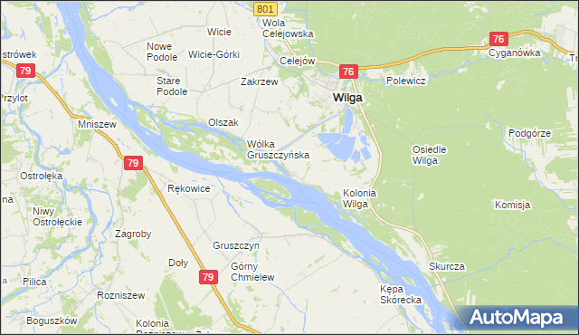 mapa Holendry gmina Wilga, Holendry gmina Wilga na mapie Targeo