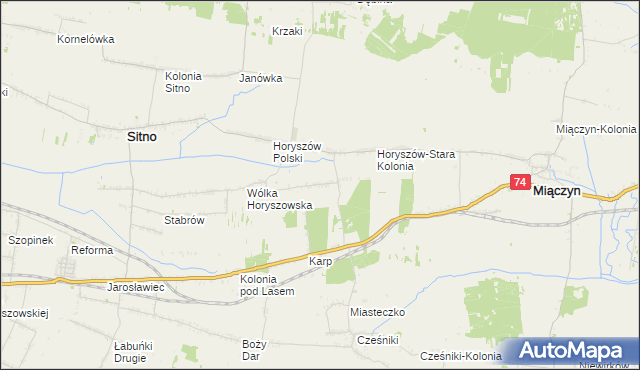 mapa Horyszów-Nowa Kolonia, Horyszów-Nowa Kolonia na mapie Targeo