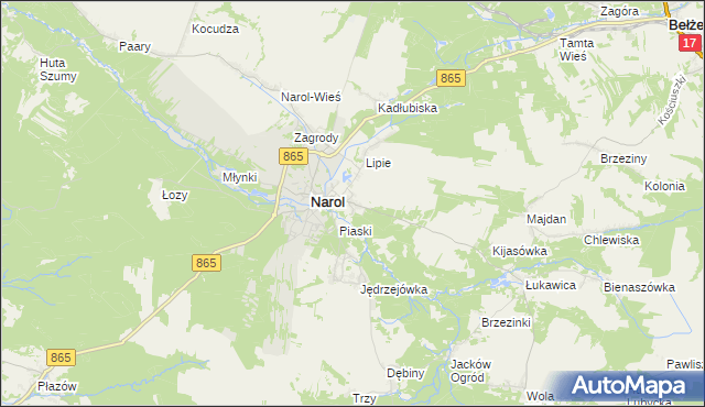 mapa Lipsko gmina Narol, Lipsko gmina Narol na mapie Targeo