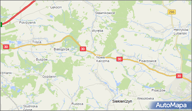 mapa Nowa Karczma gmina Siekierczyn, Nowa Karczma gmina Siekierczyn na mapie Targeo