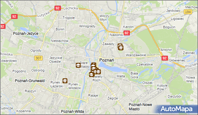 mapa Poznania, Poznań na mapie Targeo