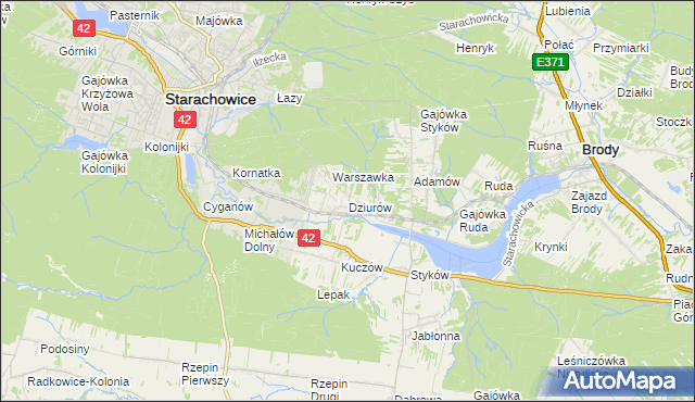 mapa Dziurów gmina Brody, Dziurów gmina Brody na mapie Targeo