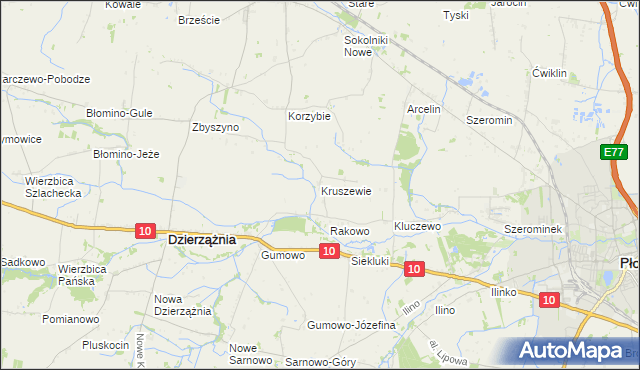 mapa Kruszewie, Kruszewie na mapie Targeo