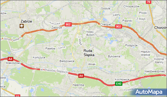 mapa Rudy Śląskiej, Ruda Śląska na mapie Targeo