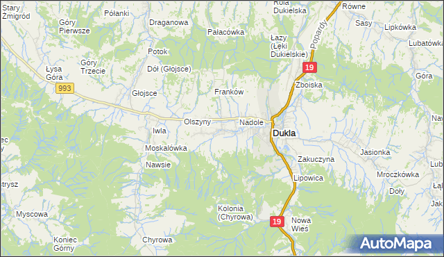 mapa Teodorówka gmina Dukla, Teodorówka gmina Dukla na mapie Targeo