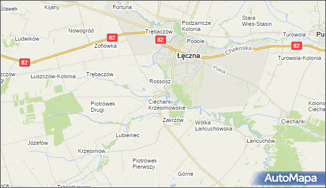 mapa Ciechanki Łęczyńskie, Ciechanki Łęczyńskie na mapie Targeo