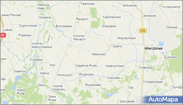 mapa Helenowo gmina Wierzbinek, Helenowo gmina Wierzbinek na mapie Targeo