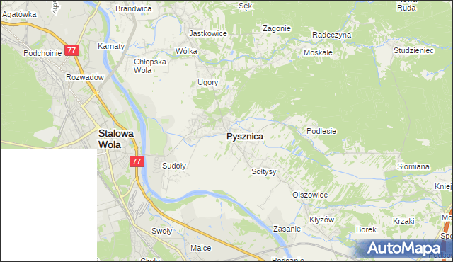 mapa Pysznica, Pysznica na mapie Targeo