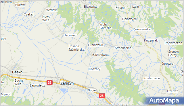 mapa Bażanówka, Bażanówka na mapie Targeo