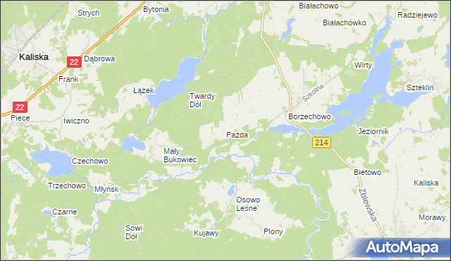 mapa Pazda, Pazda na mapie Targeo