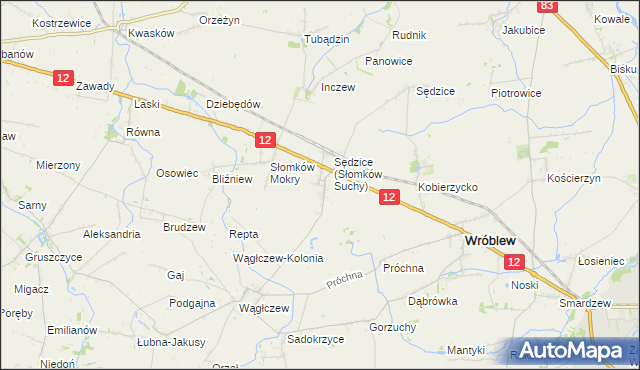 mapa Słomków Suchy, Słomków Suchy na mapie Targeo