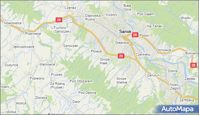 mapa Stróże Małe, Stróże Małe na mapie Targeo