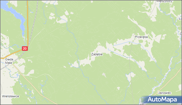 mapa Zadębie gmina Rzeczenica, Zadębie gmina Rzeczenica na mapie Targeo