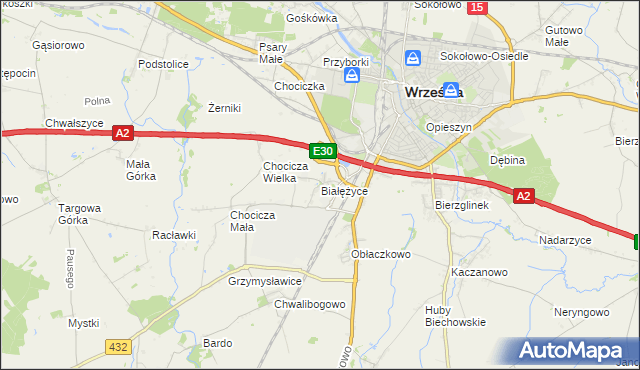 mapa Białężyce, Białężyce na mapie Targeo