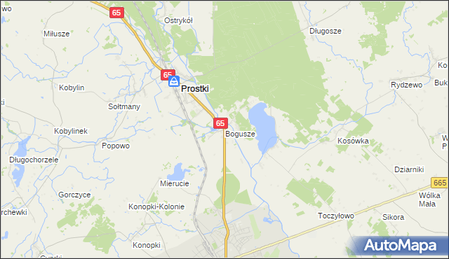mapa Bogusze gmina Prostki, Bogusze gmina Prostki na mapie Targeo