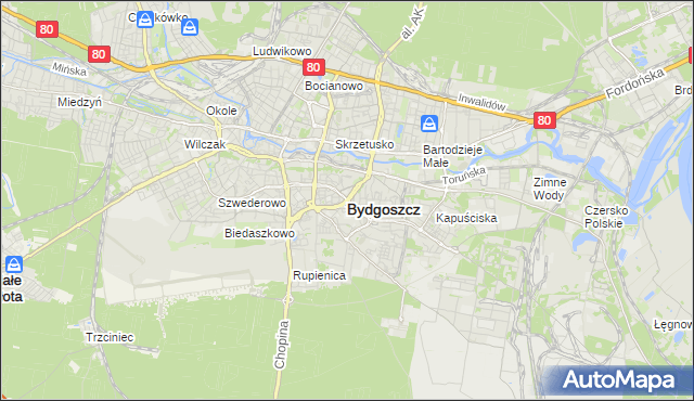 mapa Bydgoszczy, Bydgoszcz na mapie Targeo