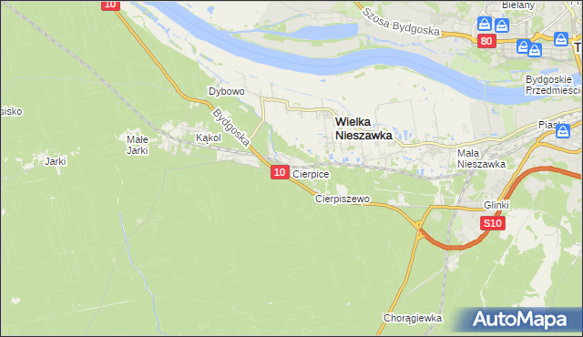 mapa Cierpice gmina Wielka Nieszawka, Cierpice gmina Wielka Nieszawka na mapie Targeo