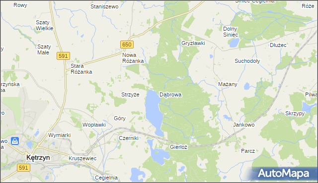 mapa Dąbrowa gmina Kętrzyn, Dąbrowa gmina Kętrzyn na mapie Targeo